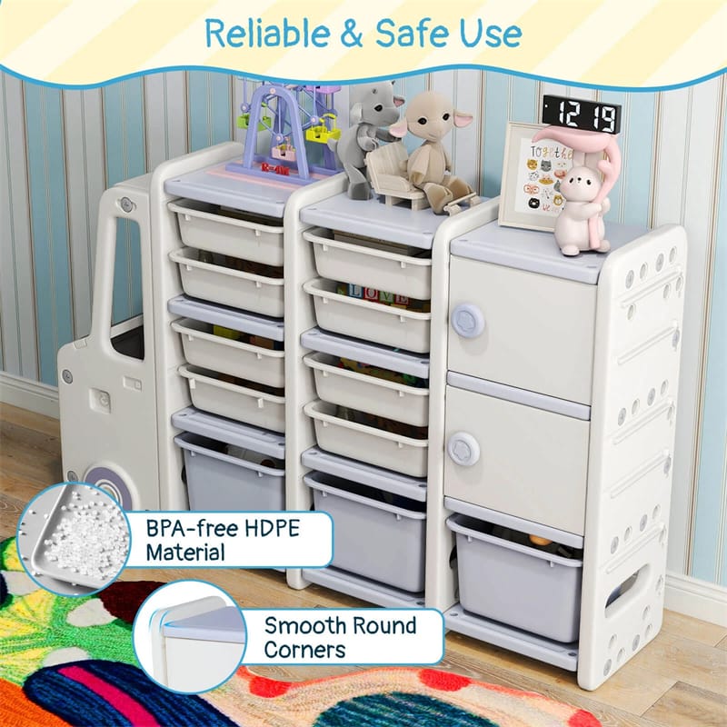 Eletriclife Truck-Shaped Kids Toy Storage Organizer with 11 Removable Bins for Playroom