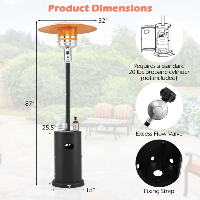 Eletriclife 50000 BTU Propane Patio Heater with Round Table Design