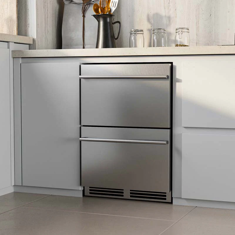 Eletriclife 24 Inch Under Counter Dual Drawer Fridge with 37 H-64 H Temperature Range