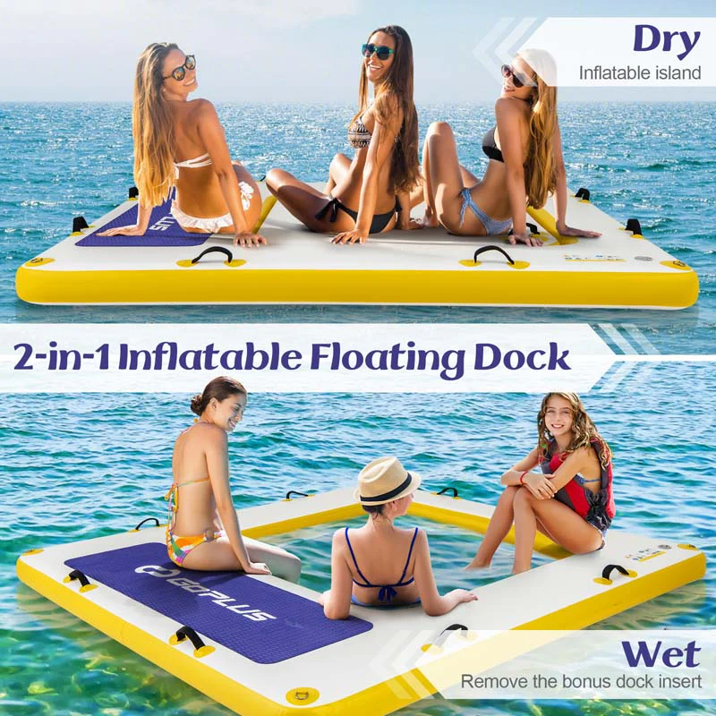 Eletriclife 8 ft x 8 ft Inflatable Dock Platform with Mesh Swim Lounge