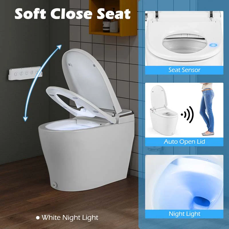 Eletriclife Elongated Smart Bidet Toilet Heated Seat Sensor Auto