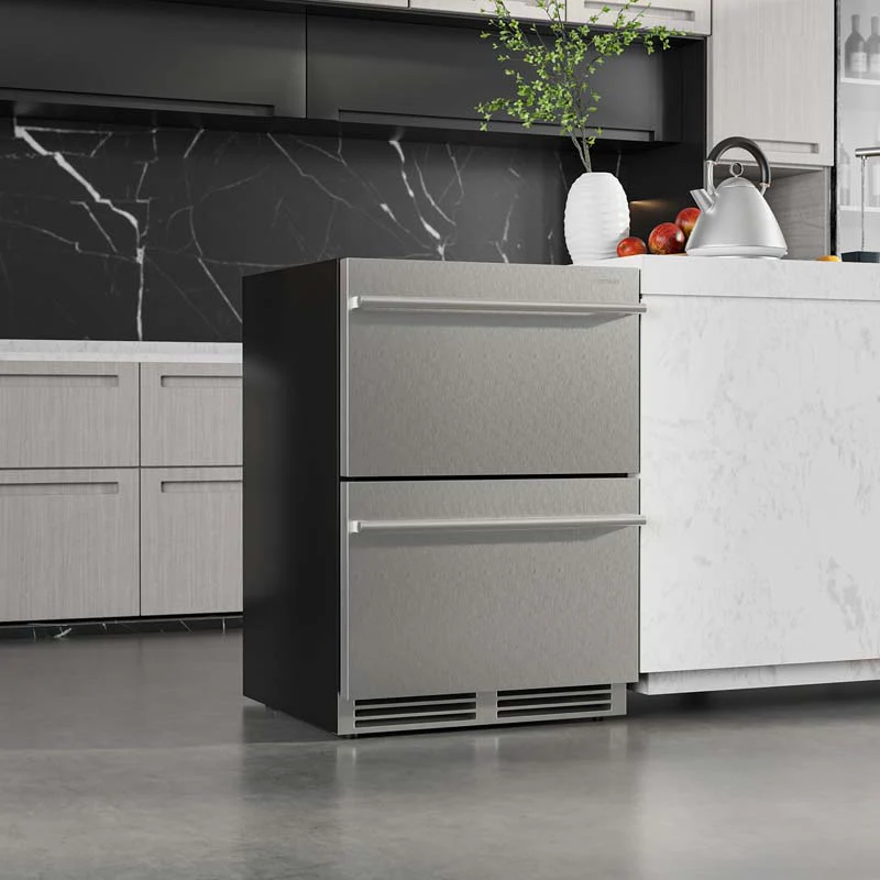 Eletriclife 24 Inch Under Counter Dual Drawer Fridge with 37 H-64 H Temperature Range