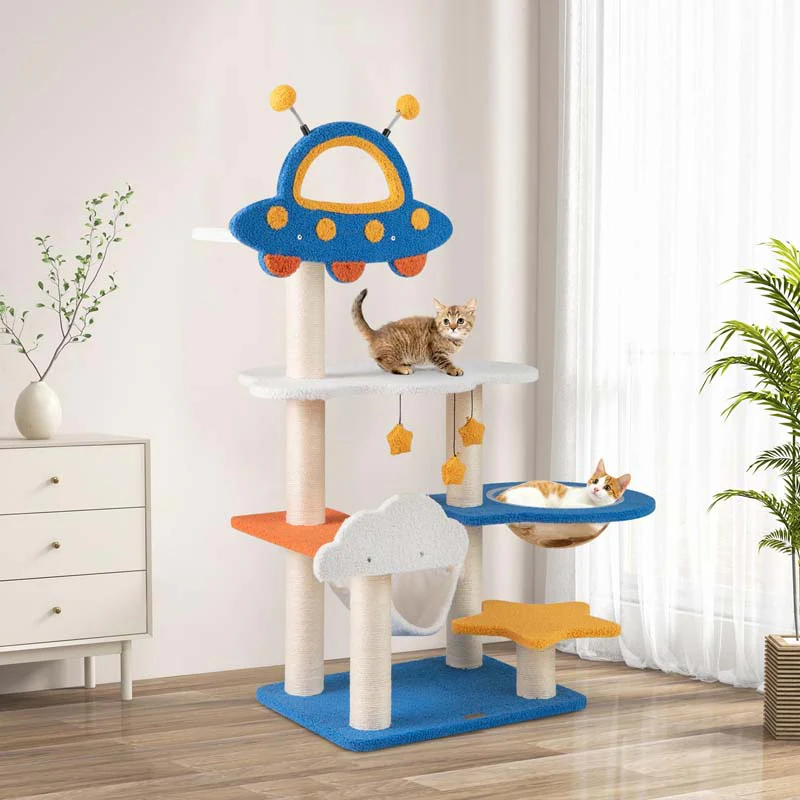 Eletriclife 49 Inches Tall Cat Tree with UFO Top Perch Space Capsule and Sisal Scratching Posts