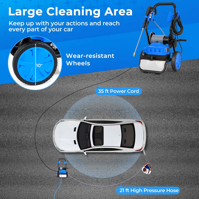 Eletriclife 2300 PSI 1.8 GPM Electric Pressure Washer with Wheels