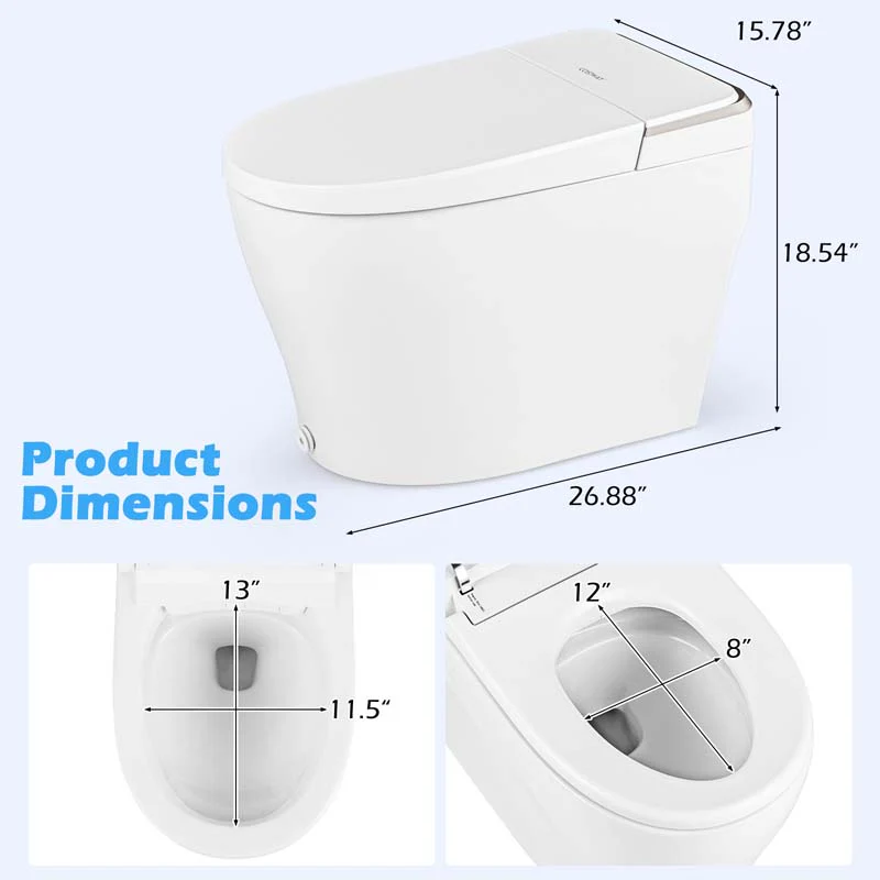 Eletriclife Elongated Smart Bidet Toilet Heated Seat Sensor Auto