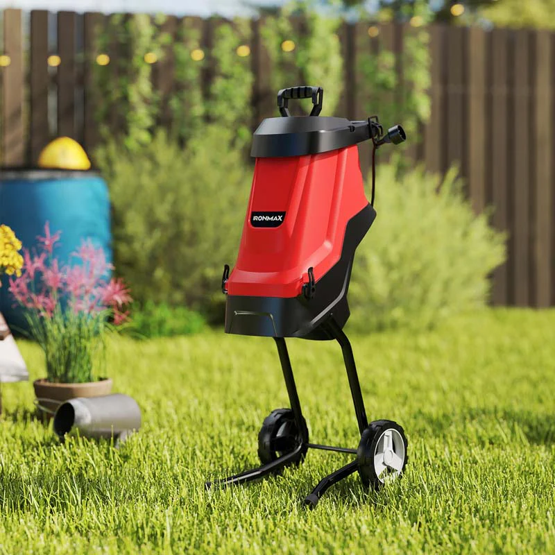 Eletriclife 15-AMP Electric Wood Chipper and Shredder Leaf Mulcher with Wheels