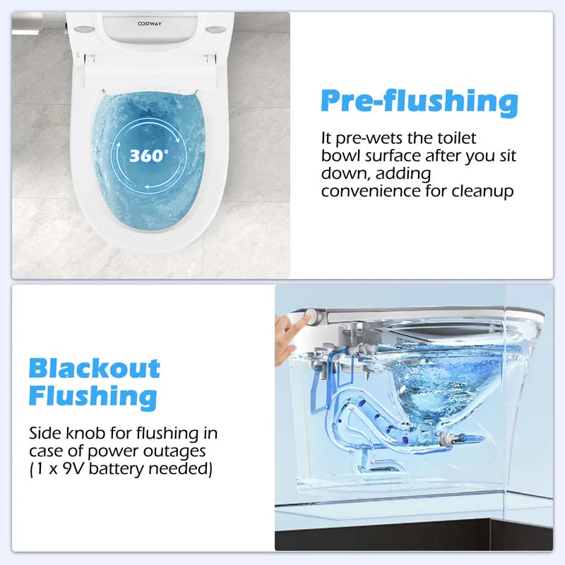 Eletriclife Elongated Smart Bidet Toilet Heated Seat Sensor Auto
