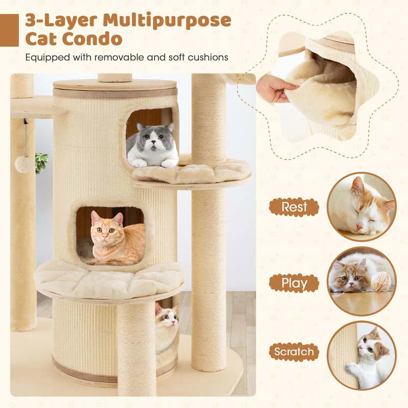 Eletriclife Multi-Level Cat Tree with 3-story Cat Condo