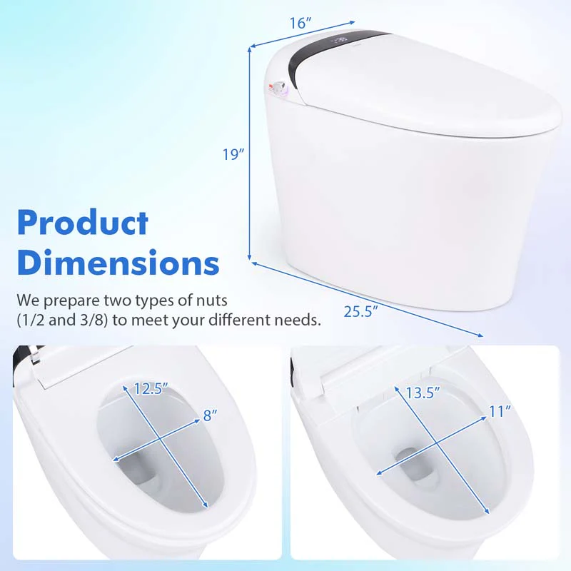 Eletriclife One-Piece Elongated Smart Toilet Bidet 1.28 GPF Dual-flush