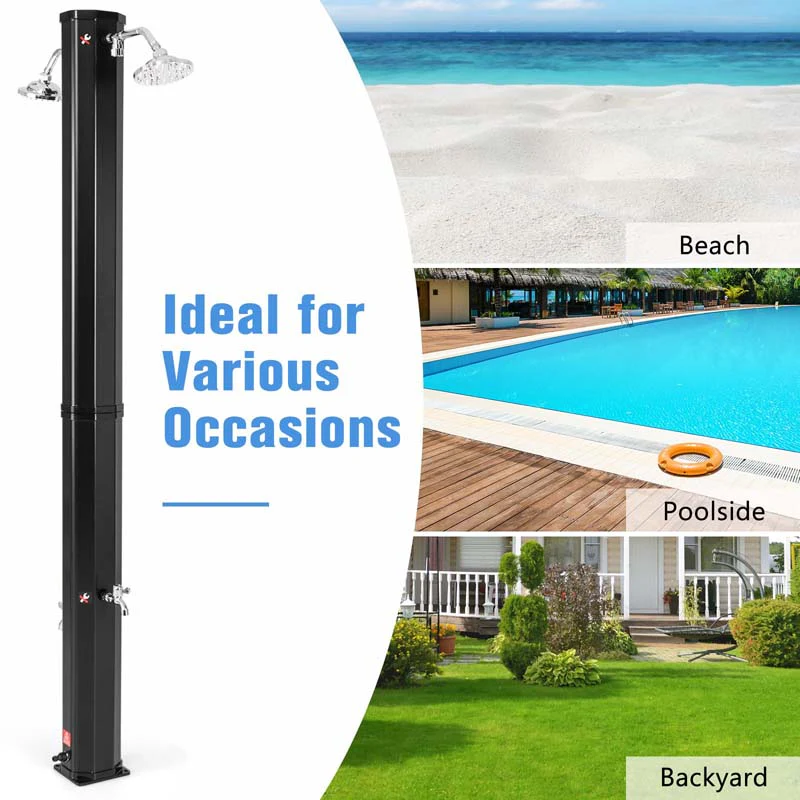 Eletriclife 7.5 Feet 15.9 Gallon Solar Heated Outdoor Shower with Shower Head