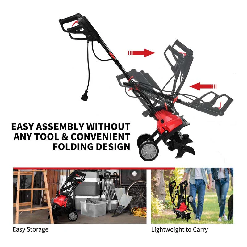 Eletriclife 14/17 Inch Electric Tiller and Cultivator with 9-Inch Tilling Depth