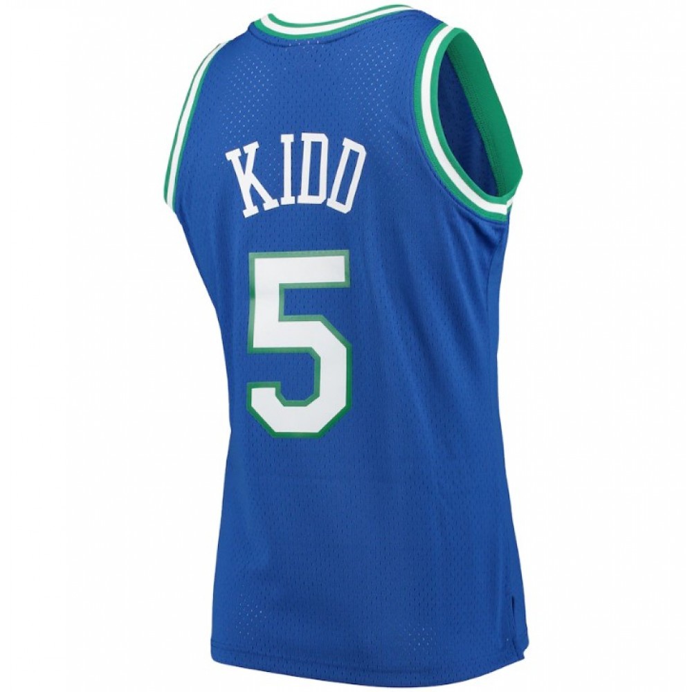 Men's Dallas Mavericks Jason Kidd #5 Throwback Blue 1994-95 Hardwood Classics Jersey