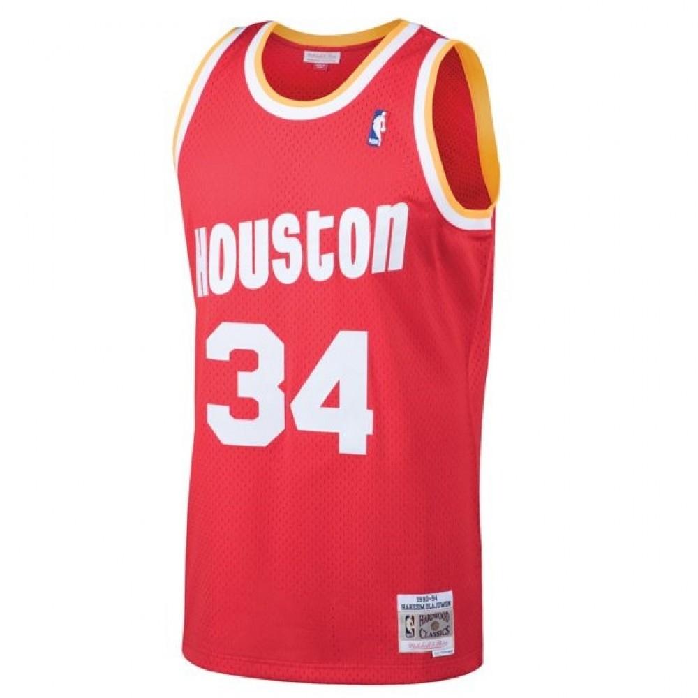 Men's Houston Rockets Hakeem Olajuwon Throwback Red 1993-94 Hardwood Classics Swingman Jersey