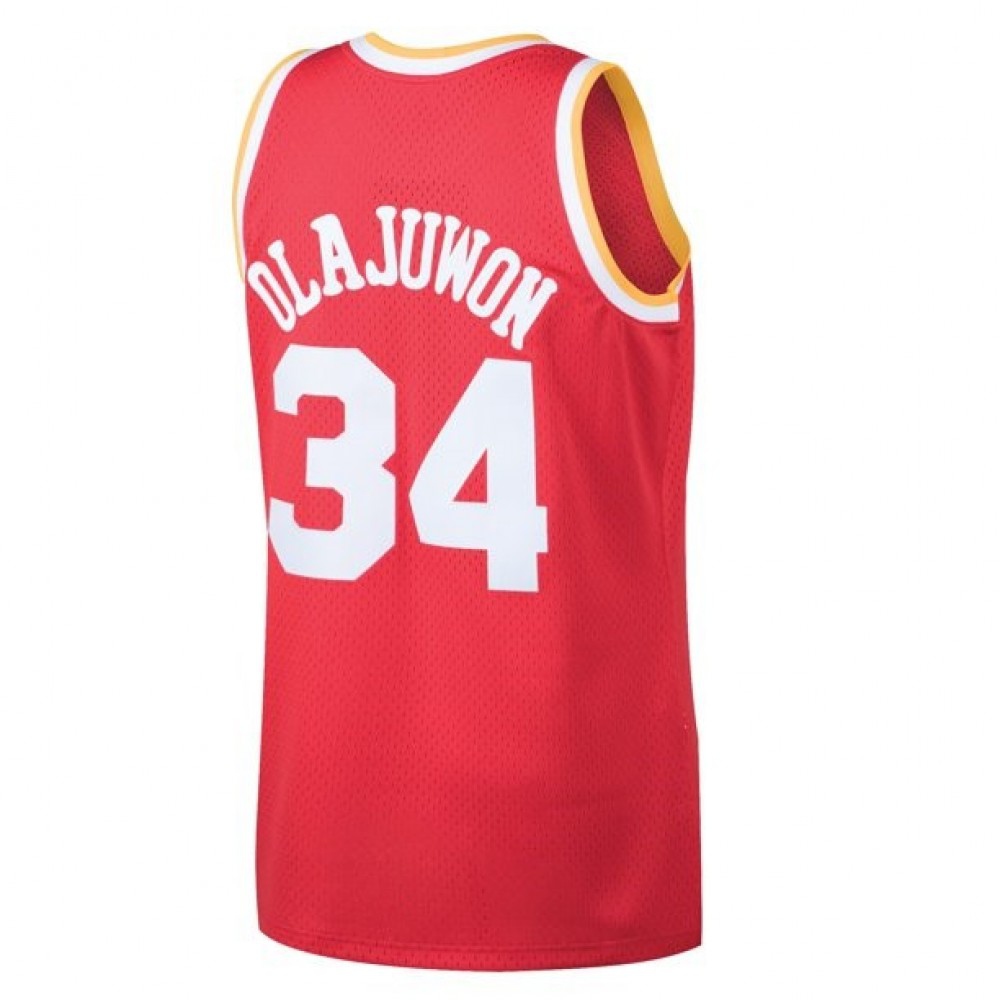 Men's Houston Rockets Hakeem Olajuwon Throwback Red 1993-94 Hardwood Classics Swingman Jersey