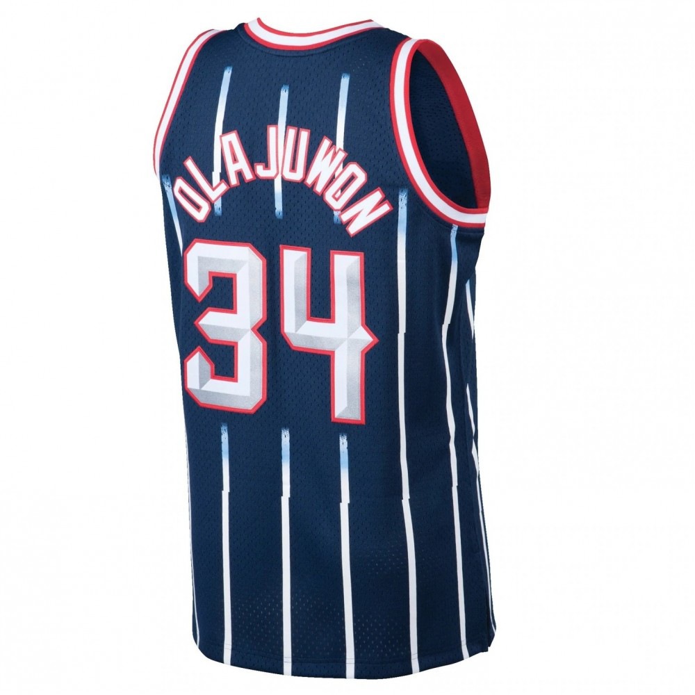 Men's Houston Rockets Hakeem Olajuwon Throwback Navy 1996-97 Hardwood Classics Swingman Jersey