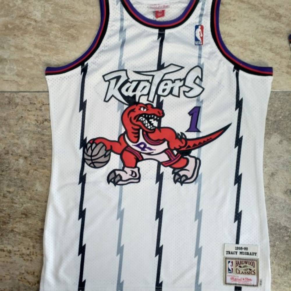 Men's Toronto Raptors Tracy McGrady #1 White 1998-99 Hardwood Classics Swingman Jersey