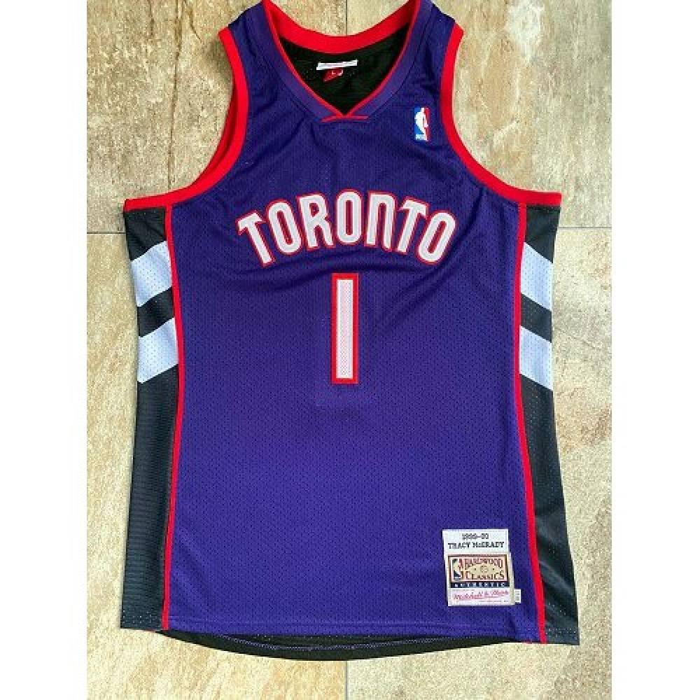Men's Toronto Raptors Tracy McGrady #1 Throwback Purple 99-00 Hardwood Classics Jersey