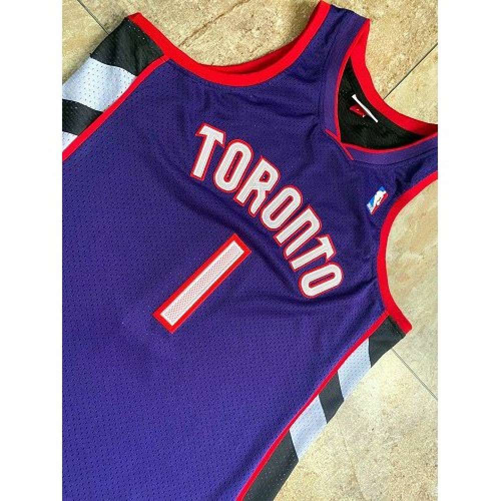 Men's Toronto Raptors Tracy McGrady #1 Throwback Purple 99-00 Hardwood Classics Jersey
