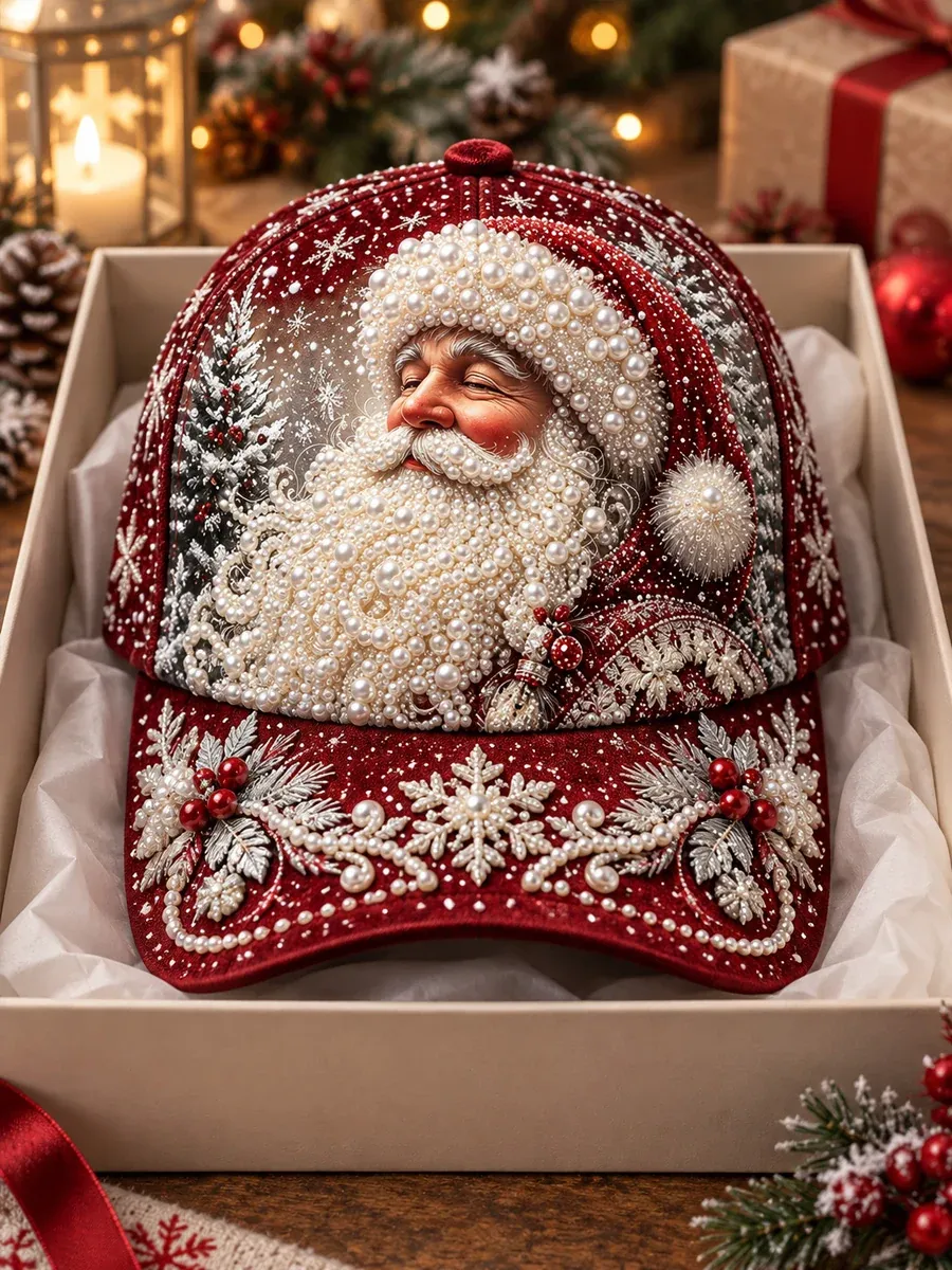 Snowflake Santa Christmas baseball cap design
