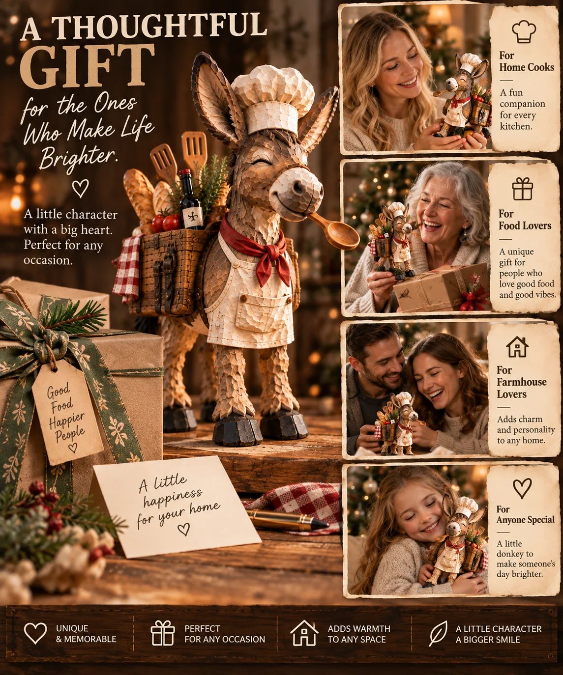 🫏 The Stubborn Little Chef &mdash; Carved Kitchen Donkey Figurine