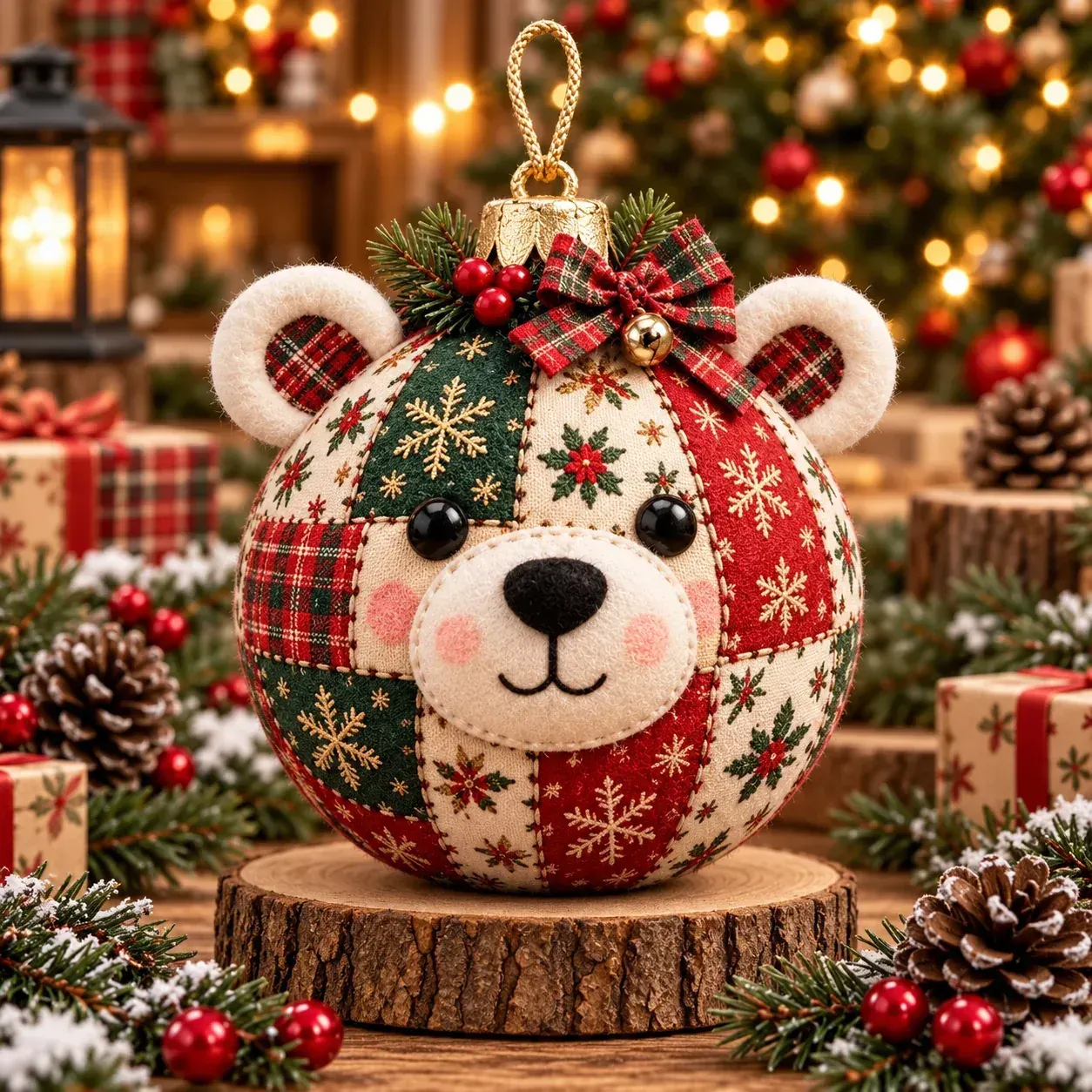 Polar Bear finished patchwork ornament design