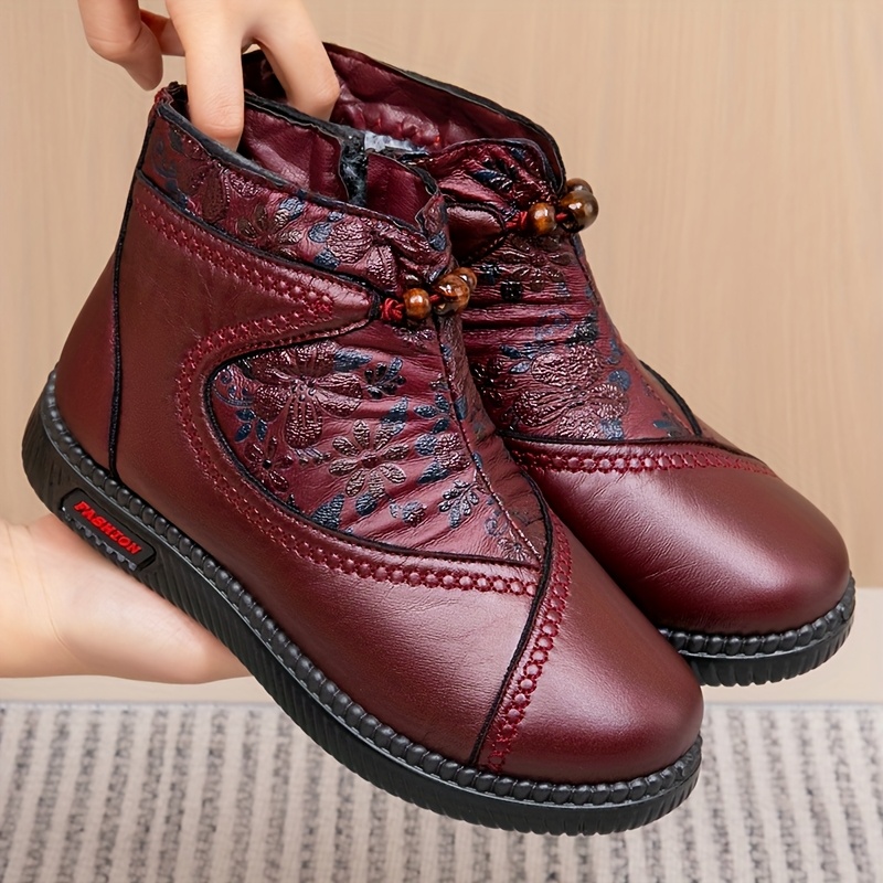 Women’s Vintage Floral Winter Boots – Warm, Non-Slip & Comfortable Fit