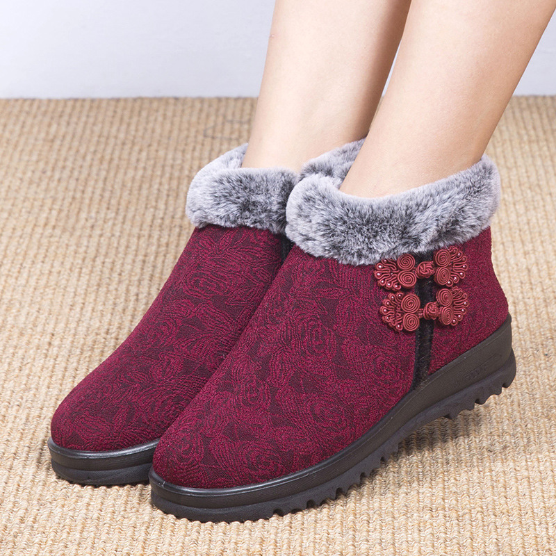 Women’s Warm Winter Boots – Floral Design & Cozy Lining