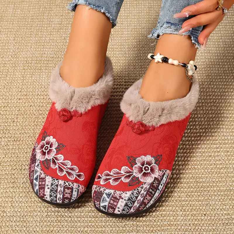 Women’s Warm Floral Winter Ankle Boots – Cozy, Lightweight & Non-Slip Everyday Shoes