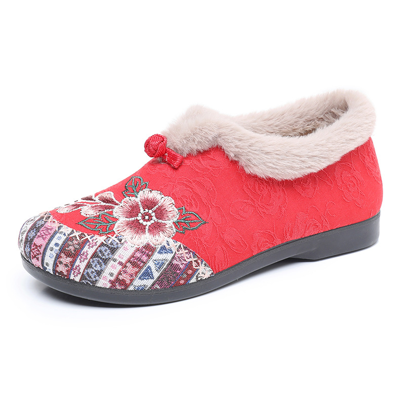 Women’s Warm Floral Embroidered Winter Shoes – Cozy, Lightweight & Non-Slip Everyday Shoes