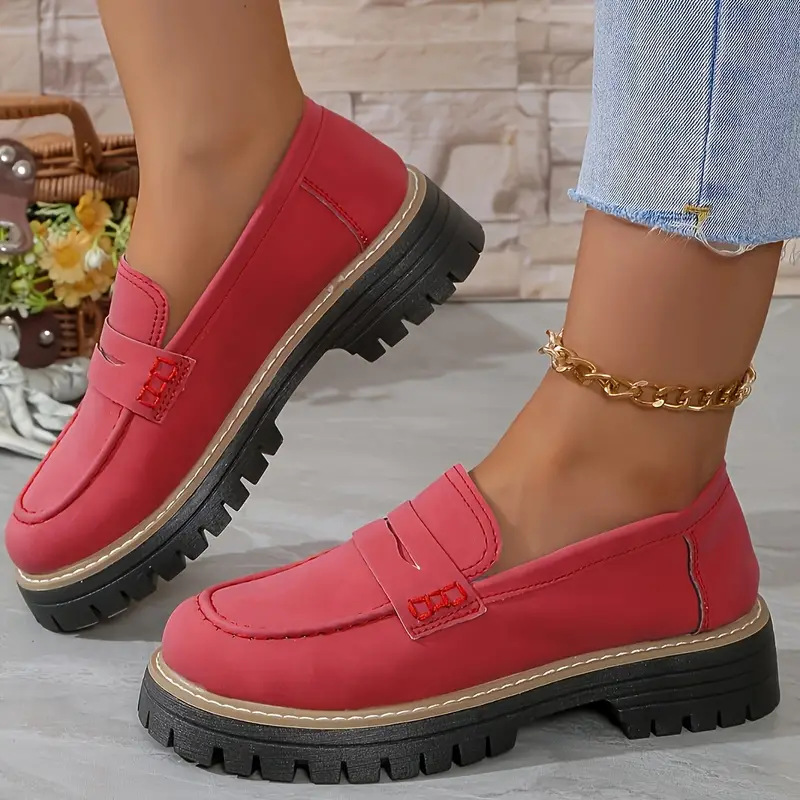 Women’s Comfortable Everyday Loafers – Cushioned Platform Sole with Timeless Style