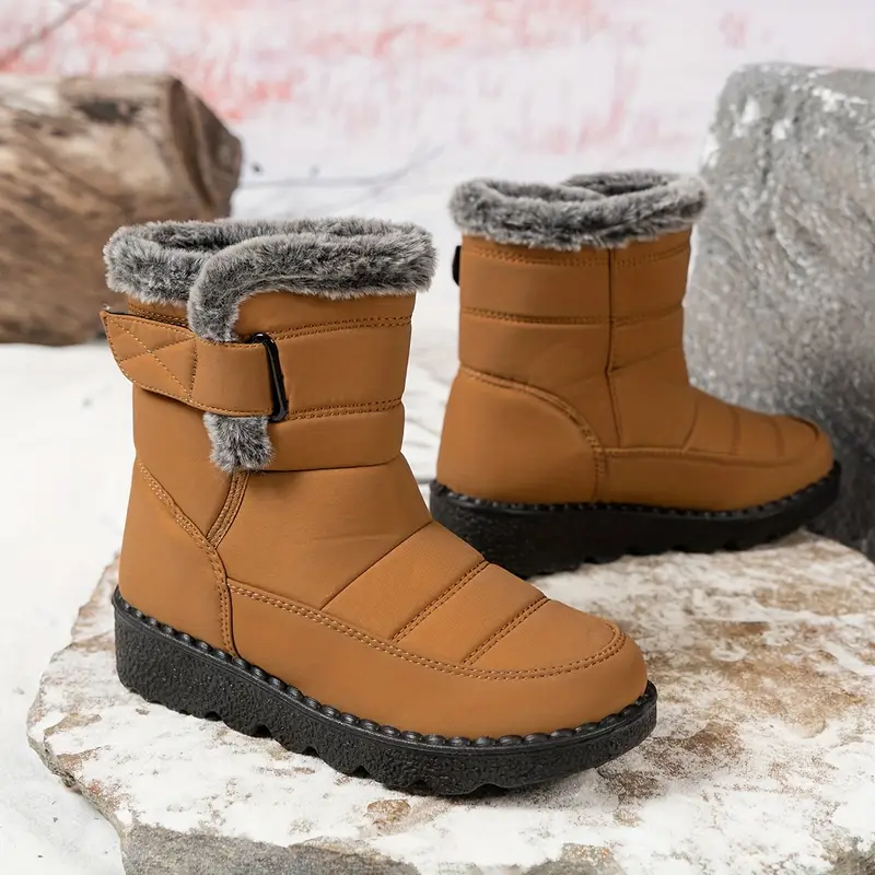 Women’s Winter Fur-Lined Snow Boots – Warm, Waterproof & Non-Slip Ankle Boots for Cold Weather