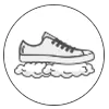 a white circle with a black outline
