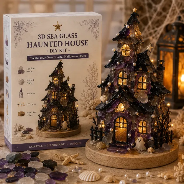 ⏳ Last Day 49% OFF – 🎃 Beginner-Friendly DIY Lighted Sea Glass Halloween Character Kit Collection