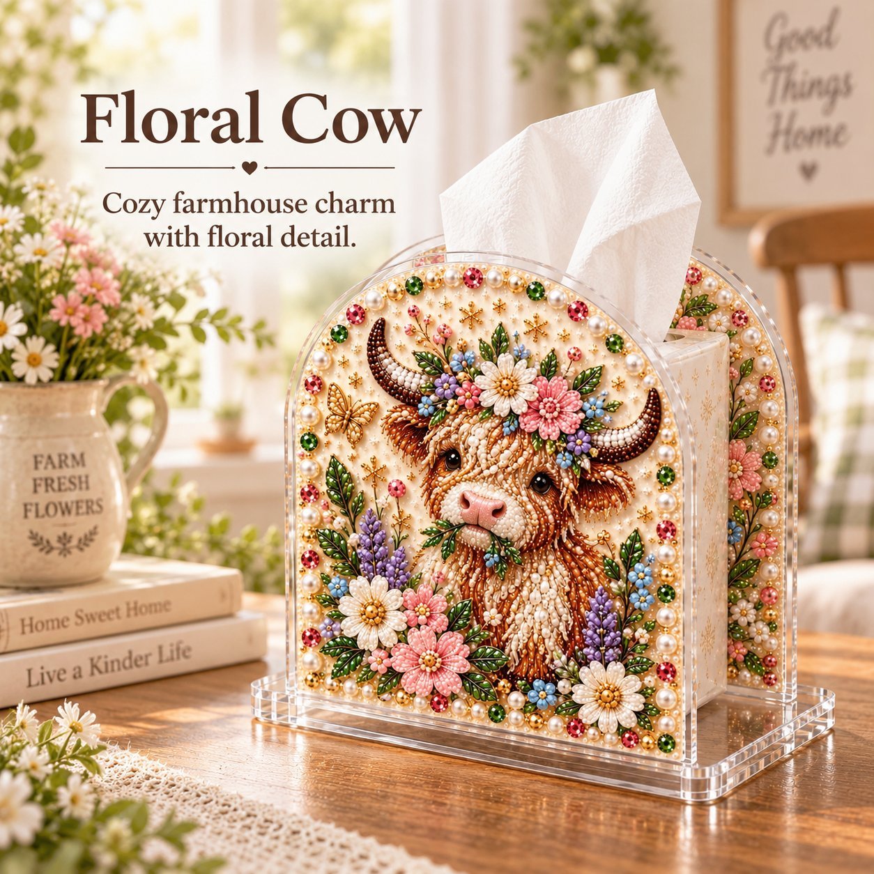 DIY Tissue Box Holder with Bead Mosaic Decor – Transparent Decorative Box with Patterned Design