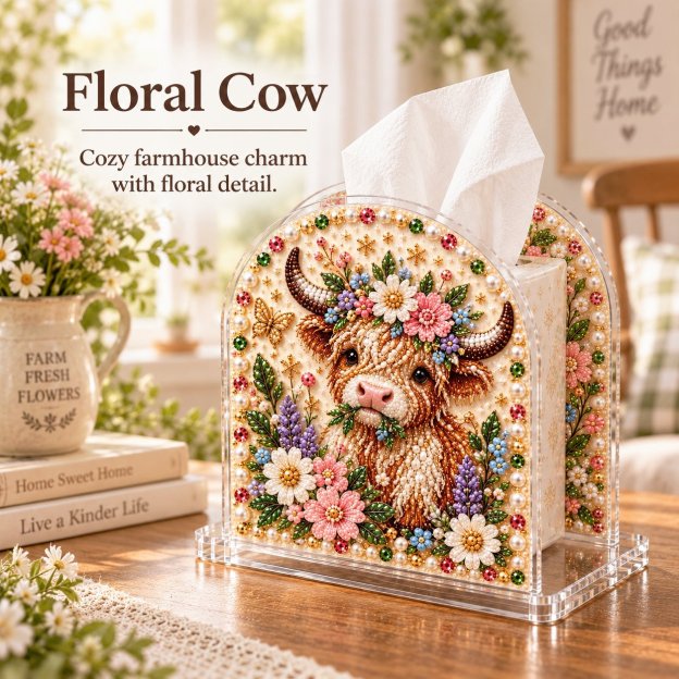 DIY Tissue Box Holder with Bead Mosaic Decor – Transparent Decorative Box with Patterned Design