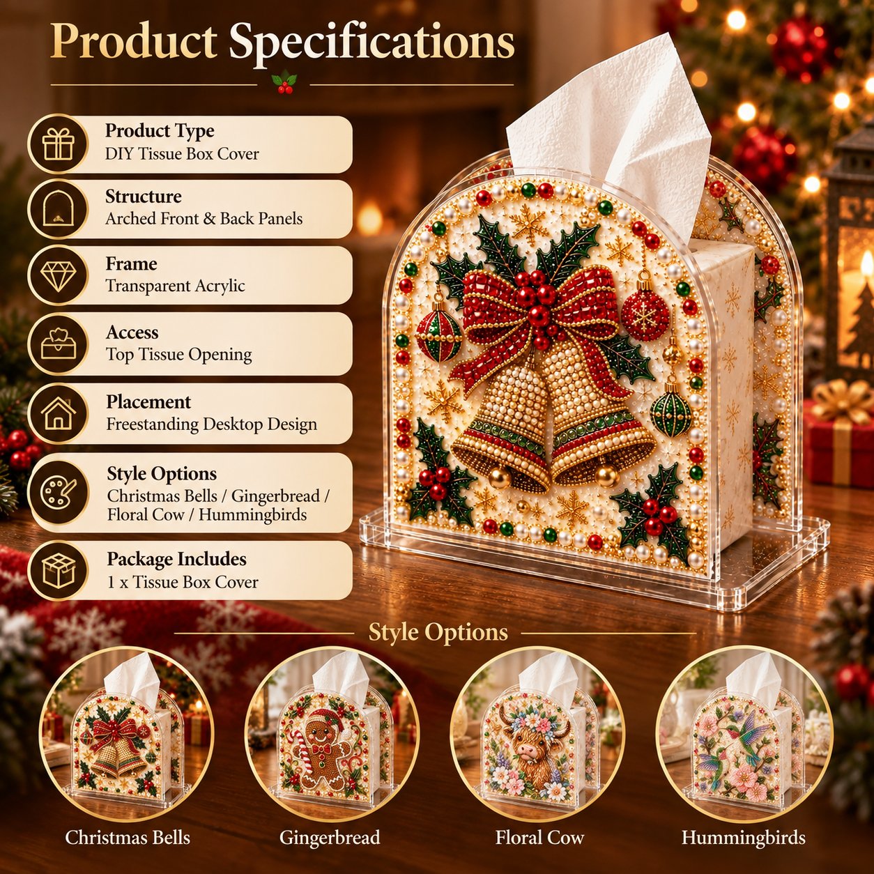 DIY Tissue Box Holder with Bead Mosaic Decor – Transparent Decorative Box with Patterned Design