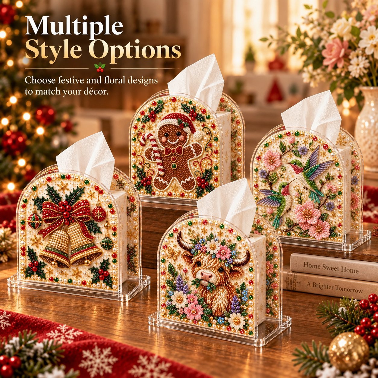 DIY Tissue Box Holder with Bead Mosaic Decor – Transparent Decorative Box with Patterned Design