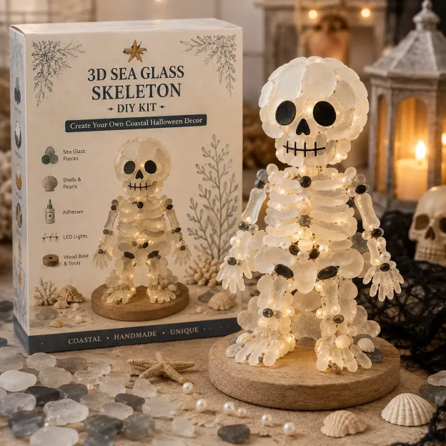 ⏳ Last Day 49% OFF – 🎃 Beginner-Friendly DIY Lighted Sea Glass Halloween Character Kit Collection