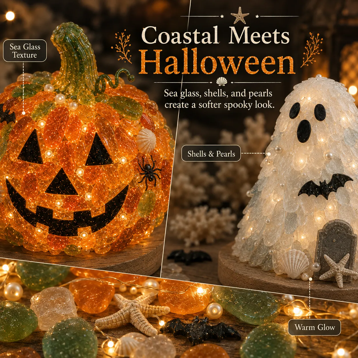 ⏳ Last Day 49% OFF – 🎃 Beginner-Friendly DIY Lighted Sea Glass Halloween Character Kit Collection
