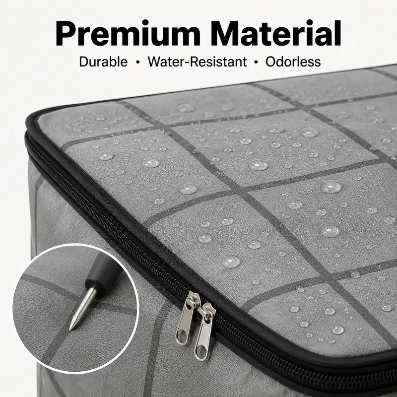 Durable water-resistant material and dual zipper