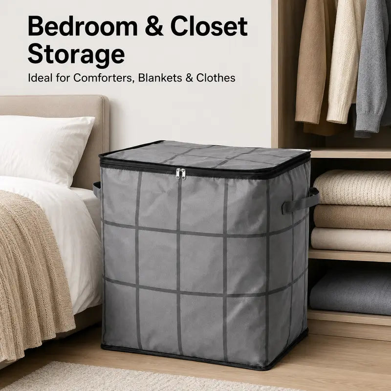 Large storage bag for comforters, blankets, and clothes