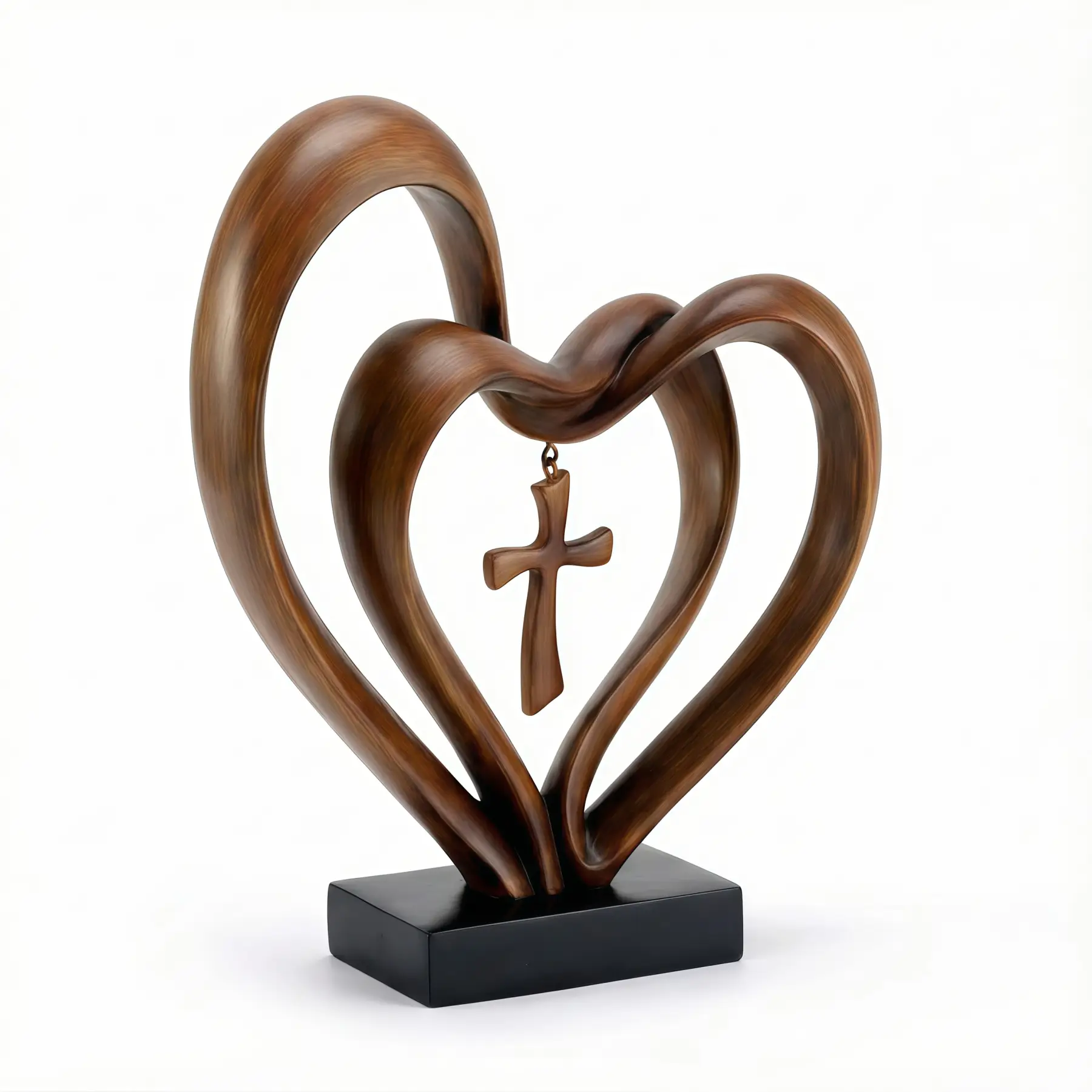 Marriage Takes Three – Entwined Heart & Cross Christian Wedding Sculpture