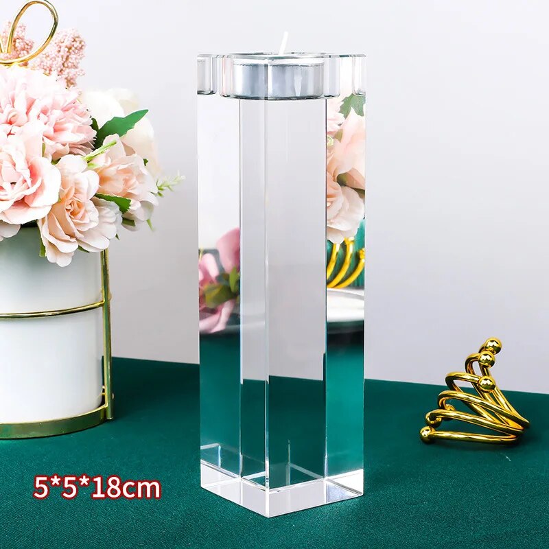 Crystal Solid Glass Cube Candle Holder Set product detail view 6