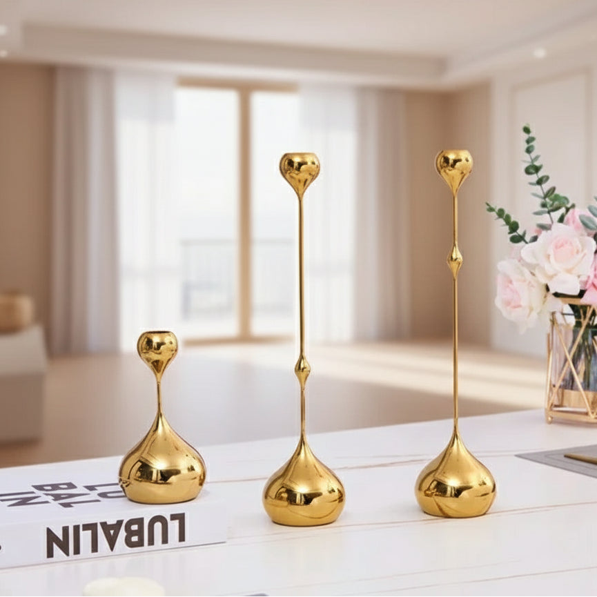 Modern Art Metallic Stem Taper Candle Holder product detail view 4
