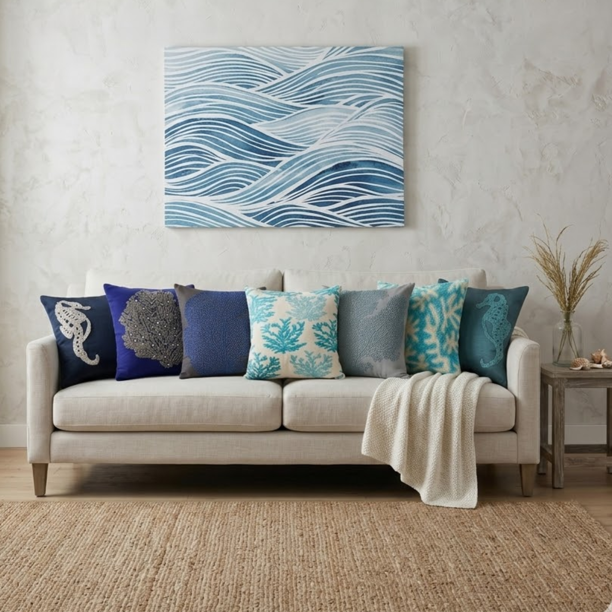 Coastal Pattern throw pillow cover, product view 6