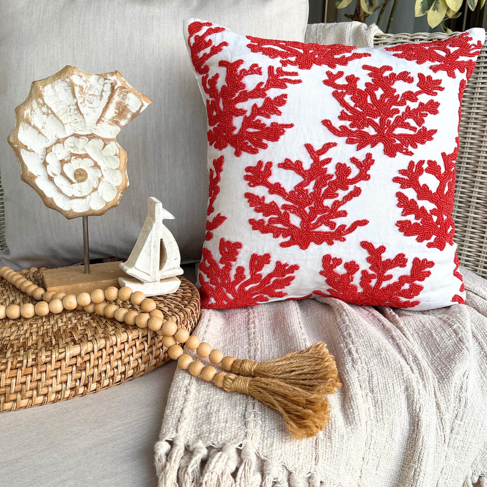 Coral Motif throw pillow cover, product view 3