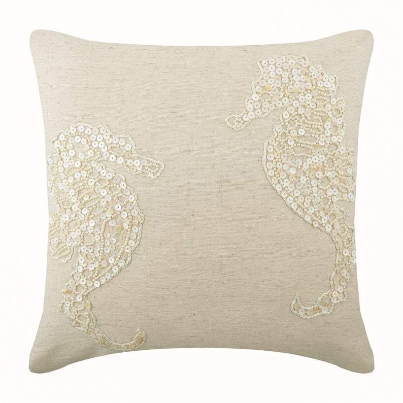 Coastal Seahorse throw pillow cover, product view 12