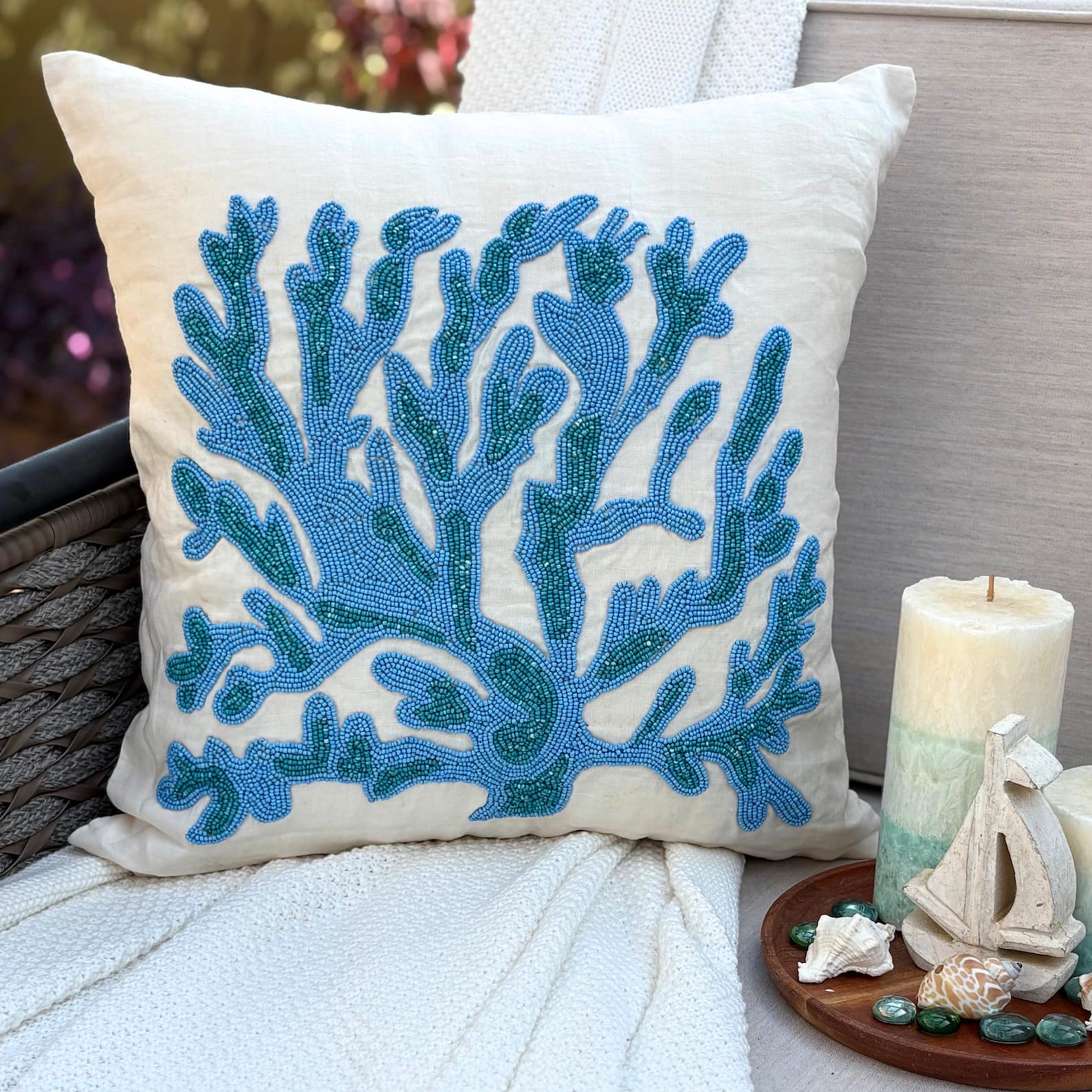 Koi Fish Motif throw pillow cover, product view 34