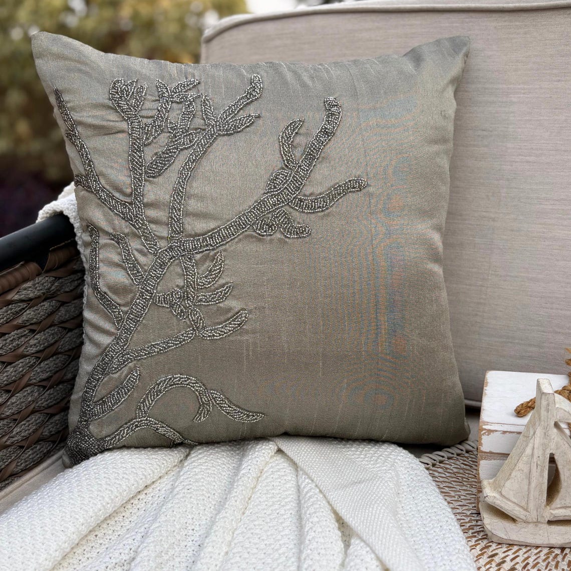 Coral Arrangement throw pillow cover, product view 10