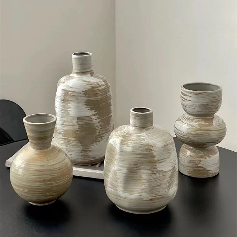 Freeform Brushed Rough Ceramic Flower Vase product detail view 2